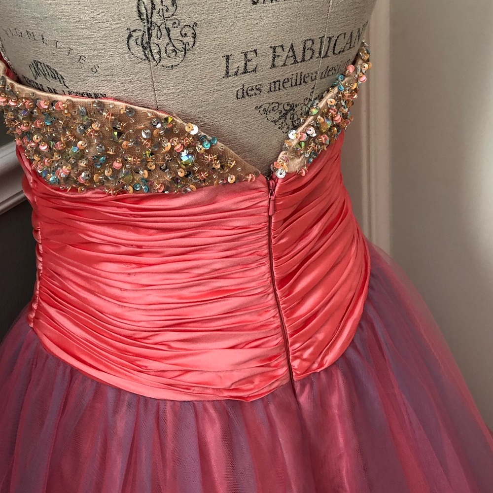 NEW FAVIANA SZ 14 BEADED SATIN TULLE HALTER BALL GOWN - Picture 9 of 13